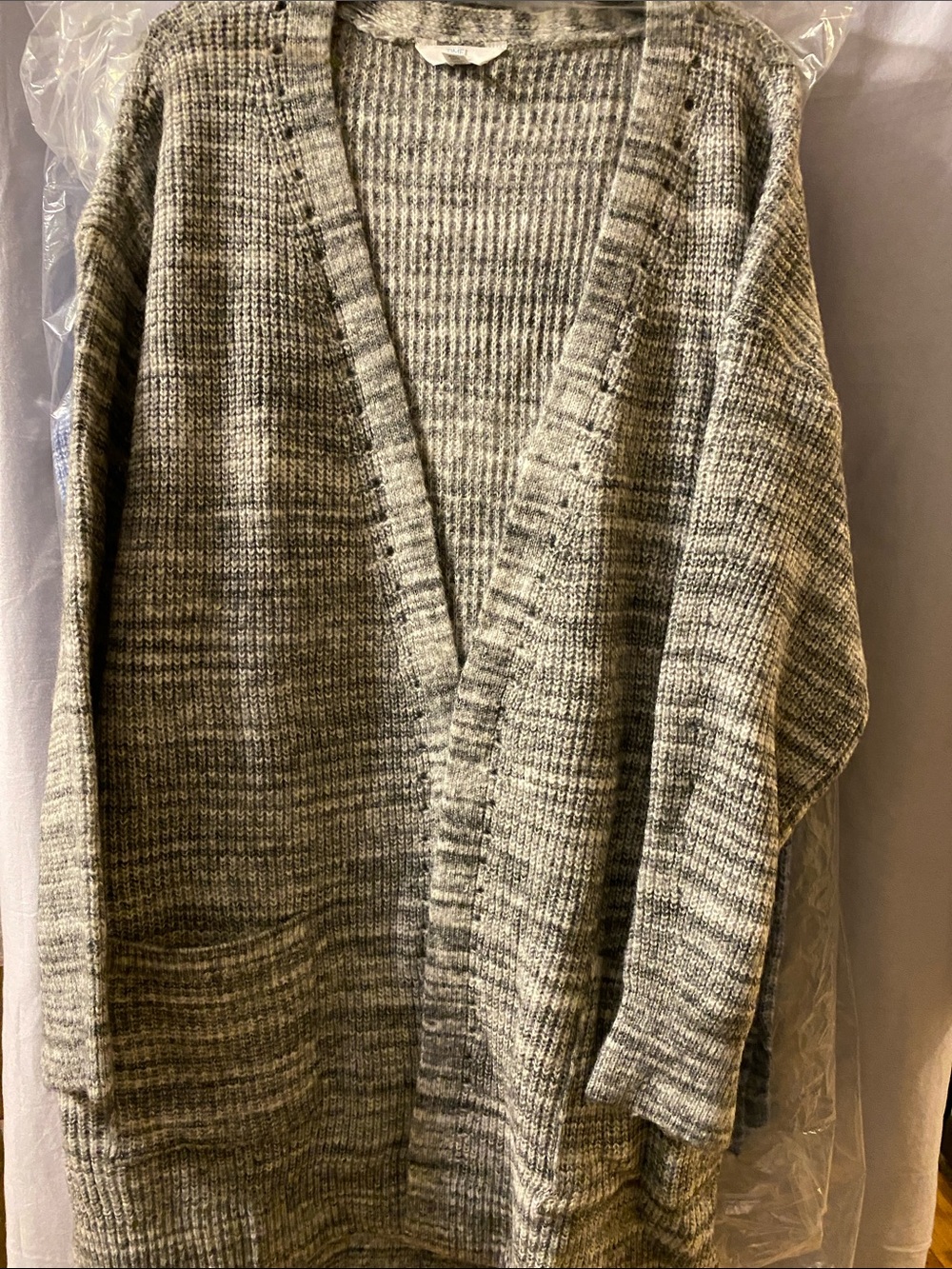 Time and Tru Gray Marled Open-Front Cardigan